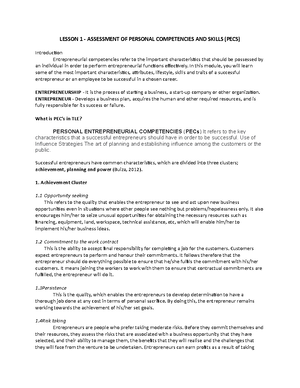 Work based learning 1 - Lecture notes 1,2 - LESSON 1 – INTRODUCTORY TO ...