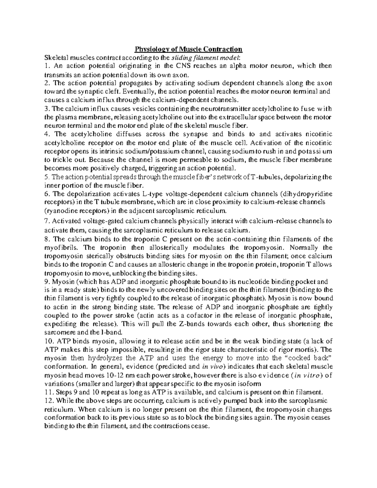 Physiology of Muscle Contraction - Physiology of Muscle Contraction ...