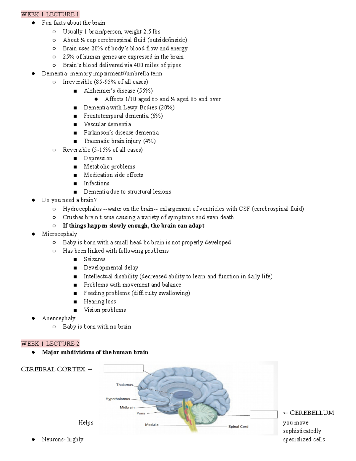 Biosci Green - Lecture notes weeks 1-3 - WEEK 1 LECTURE 1 Fun facts ...