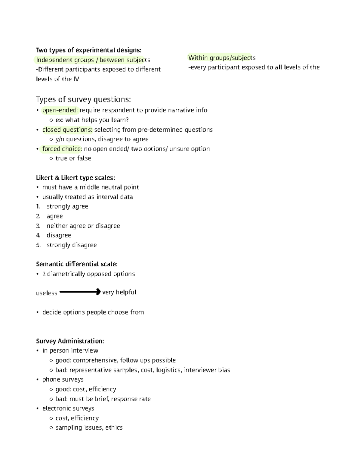 Types Of Experimental Design - Two Types Of Experimental Designs 