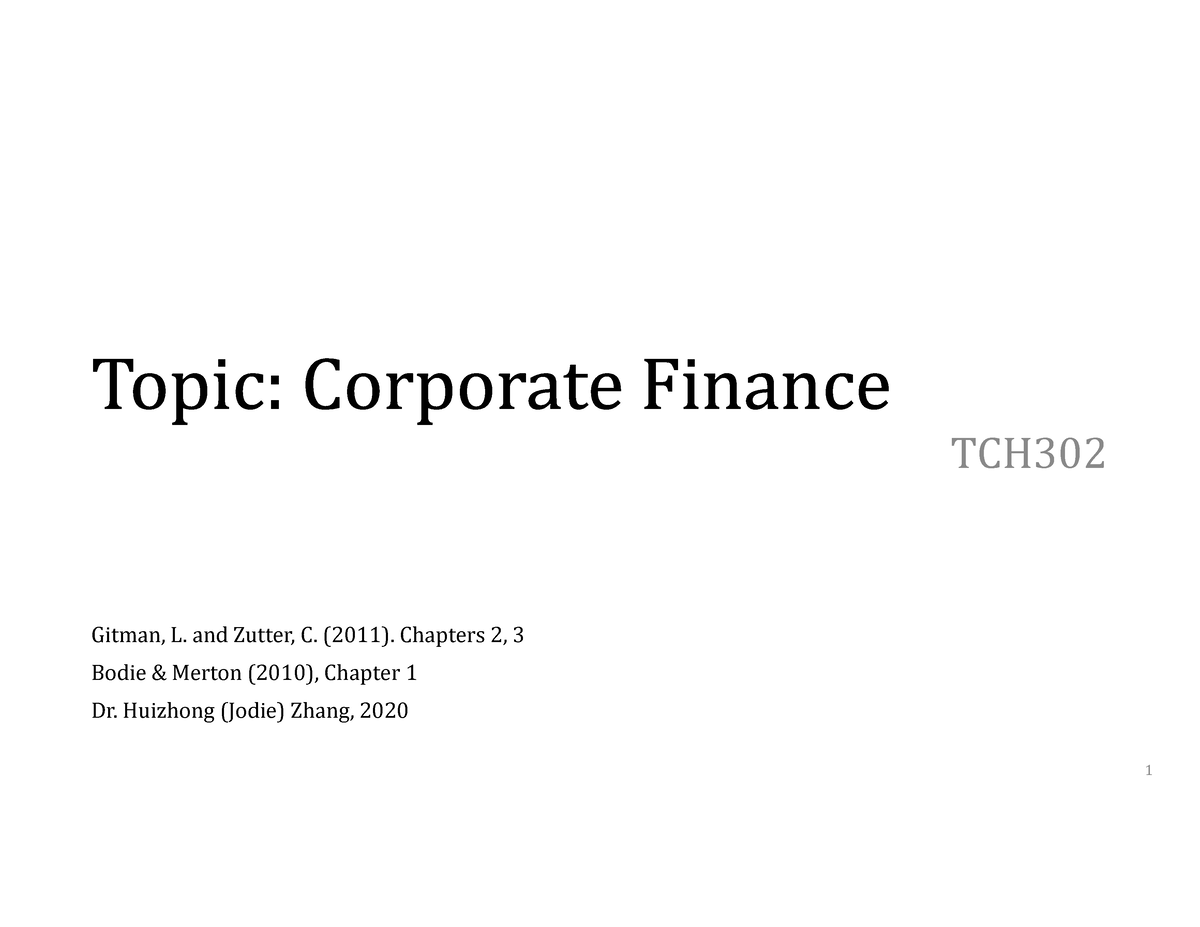 Chap 9-Corporate Finance - Gitman, L. And Zutter, C. (2011). Chapters 2 ...