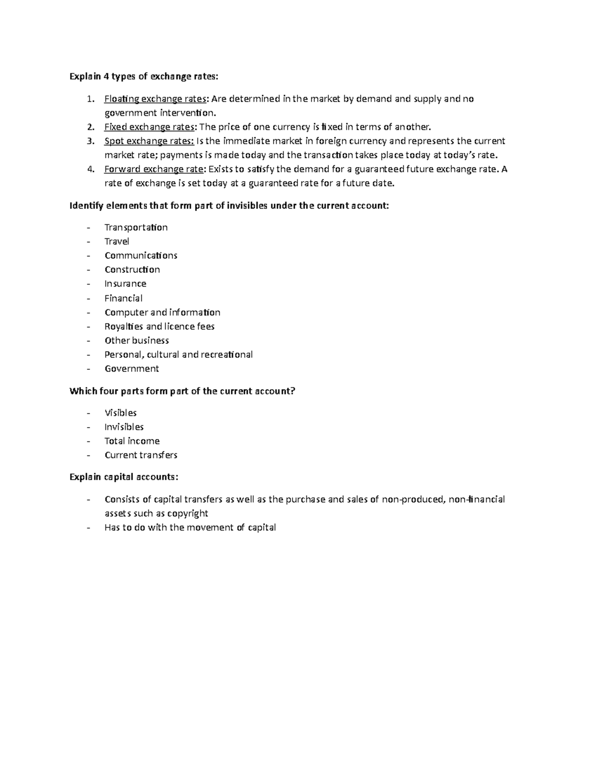 Practice long questions from chapter 14 - Explain 4 types of exchange ...