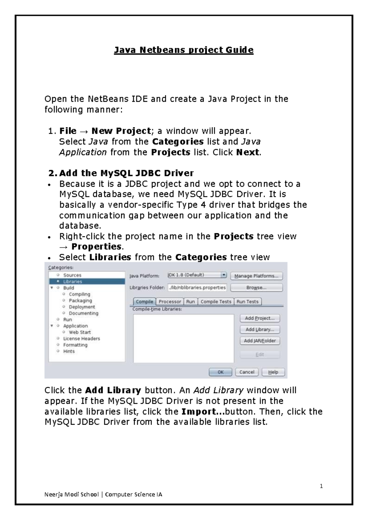 Steps project - 1 Java Netbeans project Guide Open the NetBeans IDE and ...