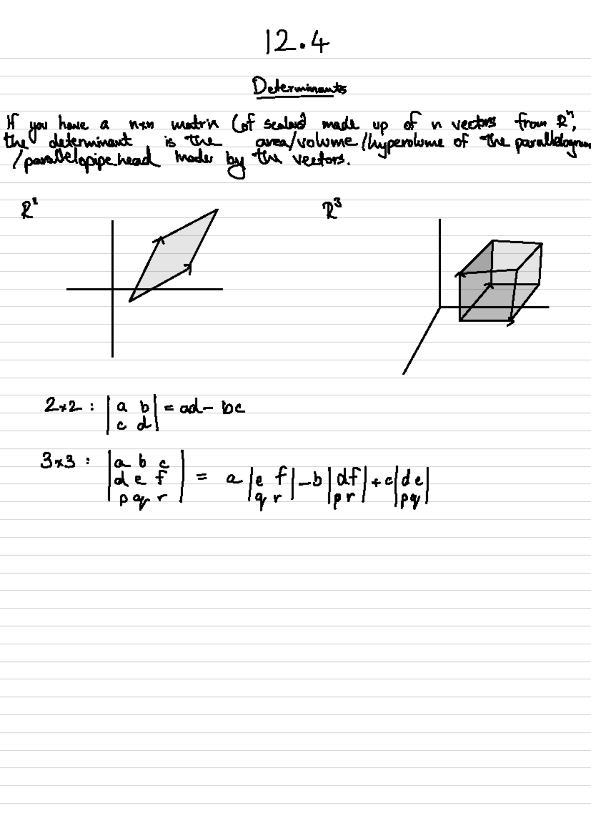 Chapter 12 4 notes determinants if you have a nxn matrix of seabird