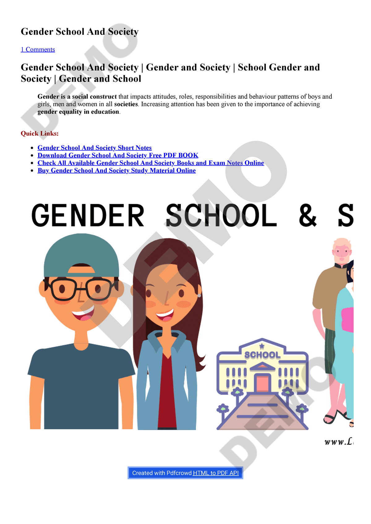 assignment on gender school and society