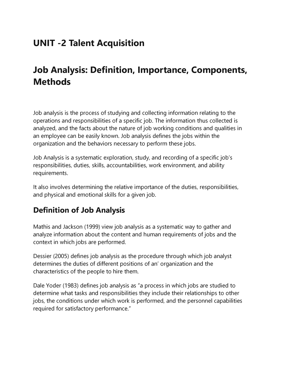 Job Analysis: Meaning, Importance, Components, Methods, Process