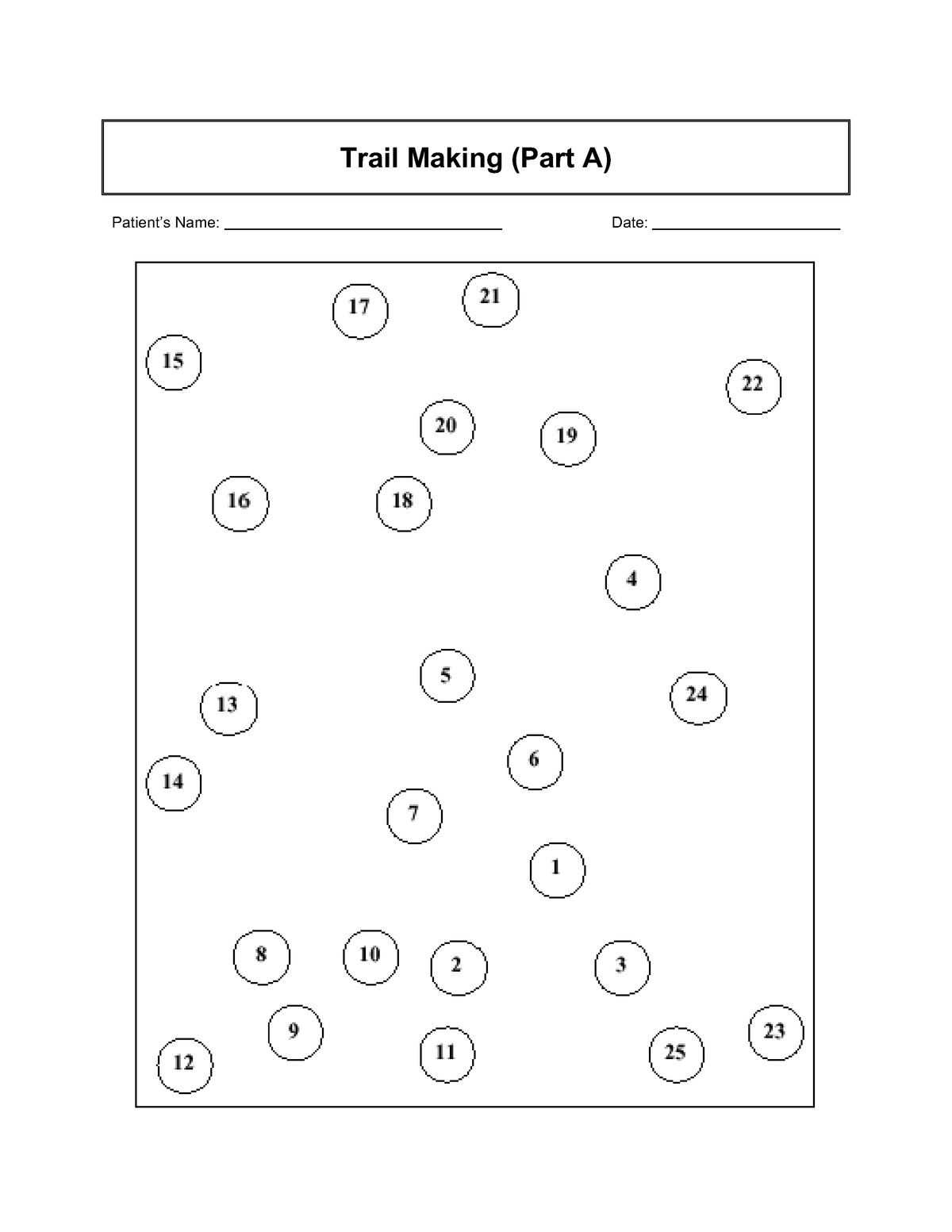 Protocolo Trail Making TEST - Trail Making (Part A) Patient’s Name ...