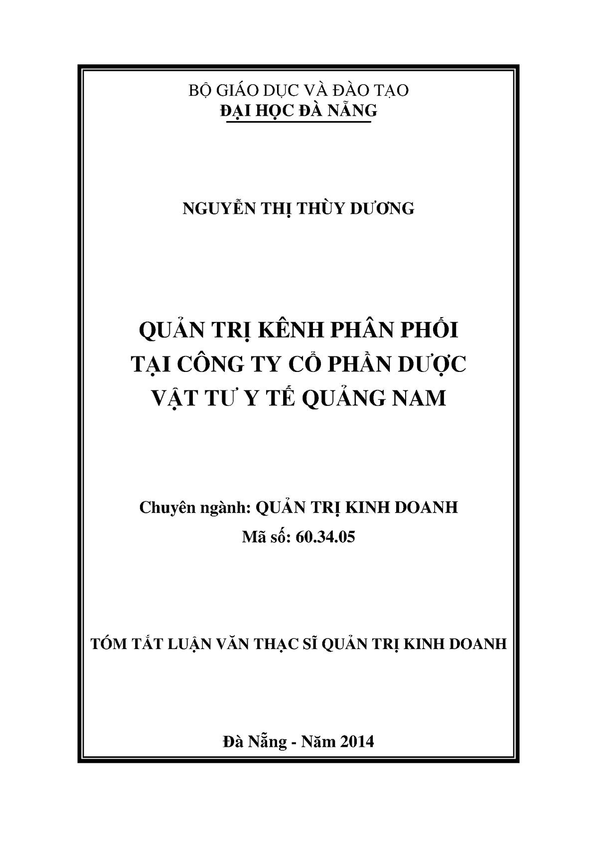 Quản Trị Kênh Phân Phối - B GIÁO D C VÀ ÀO T O I H C À N NG NGUY N TH ...