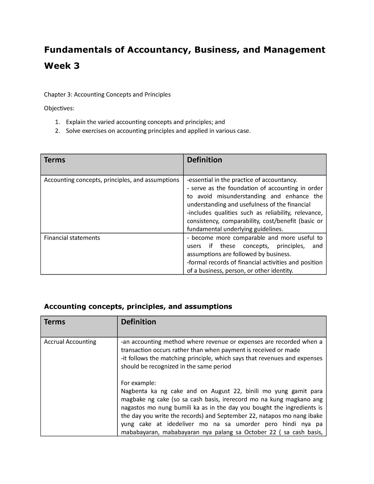 Fundamentals Of Accountancy Notes - Fundamentals Of Accountancy ...