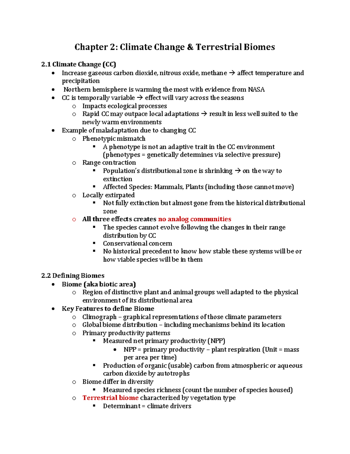 Ecology Chapter 2 Climate Change theory & Terristrial Biomes - Chapter ...