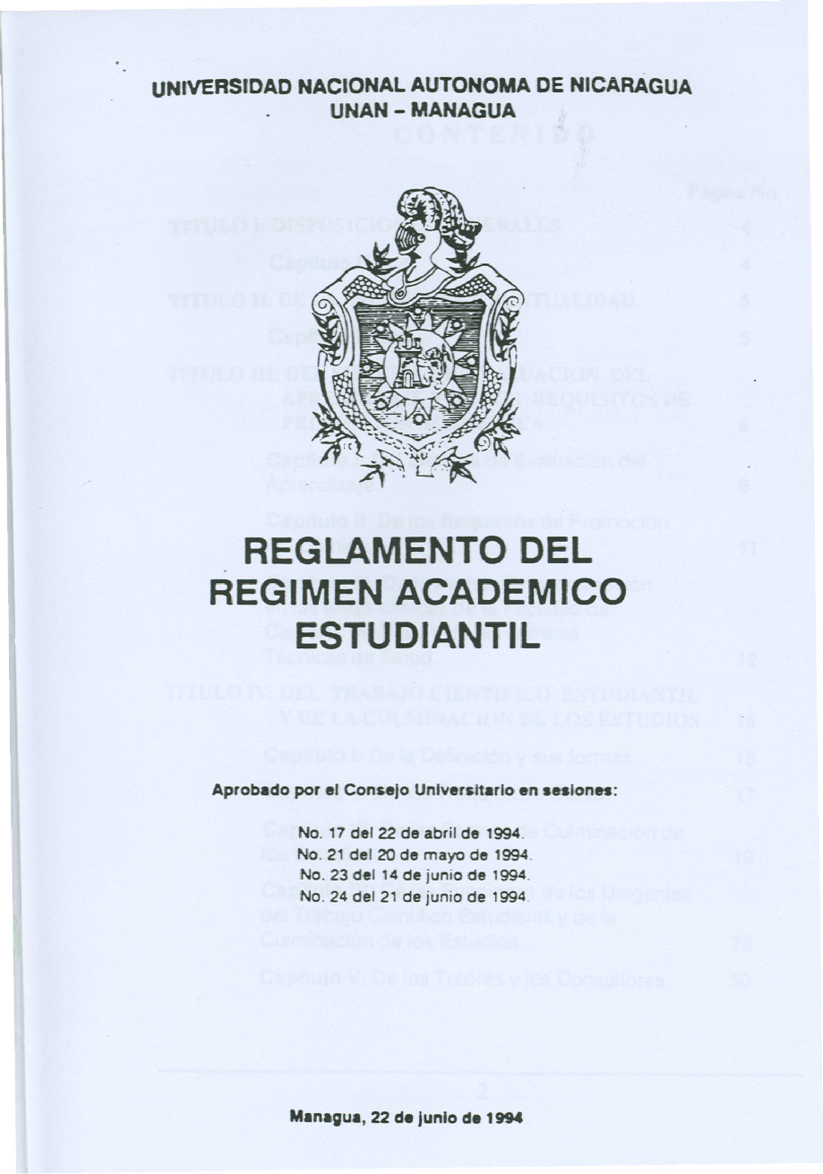 Unan Managua Reglamento Del Regimen Academico Estudiantil ...