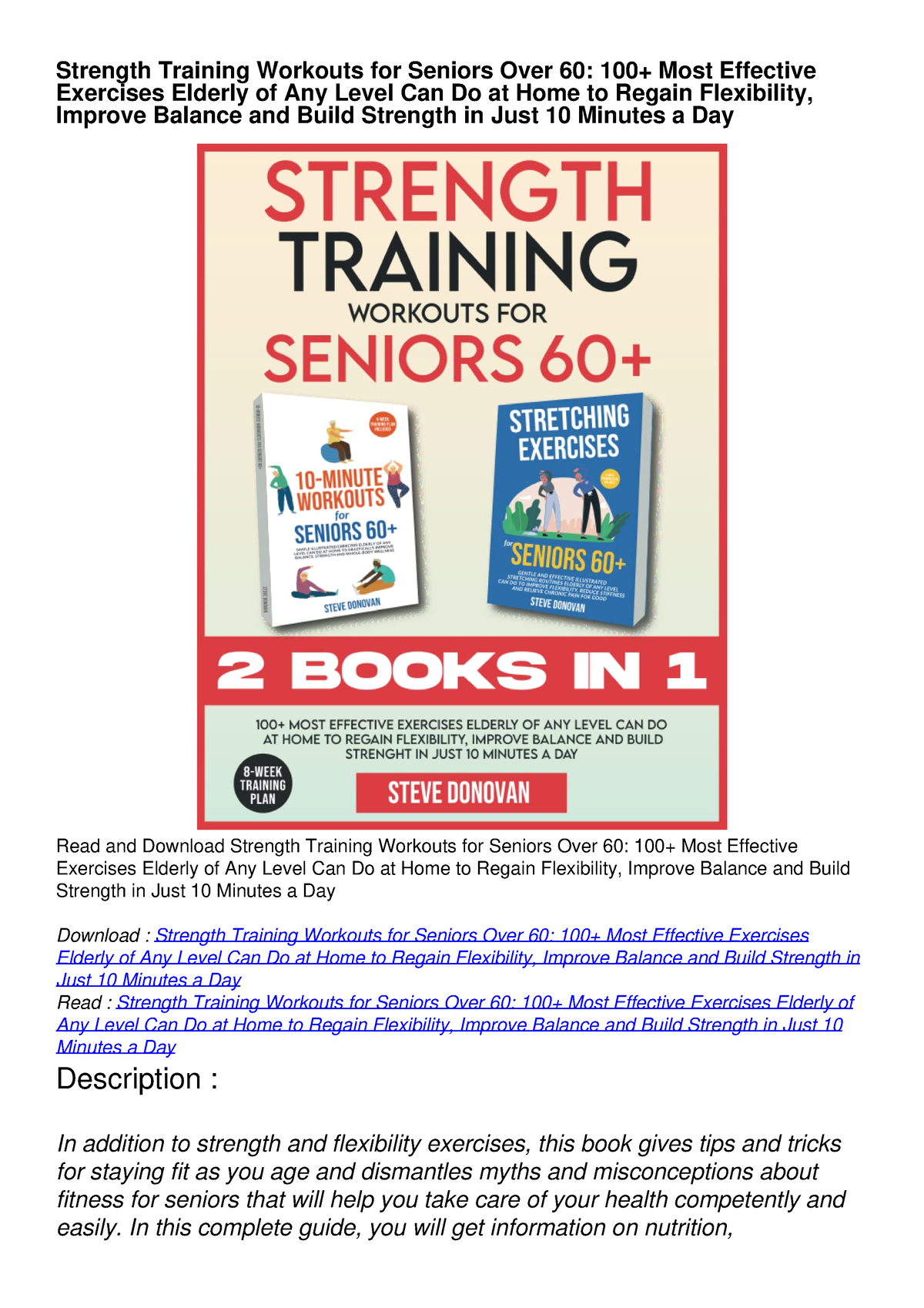 PDF/READ/DOWNLOAD Strength Training Workouts for Seniors Over 60: 100 ...