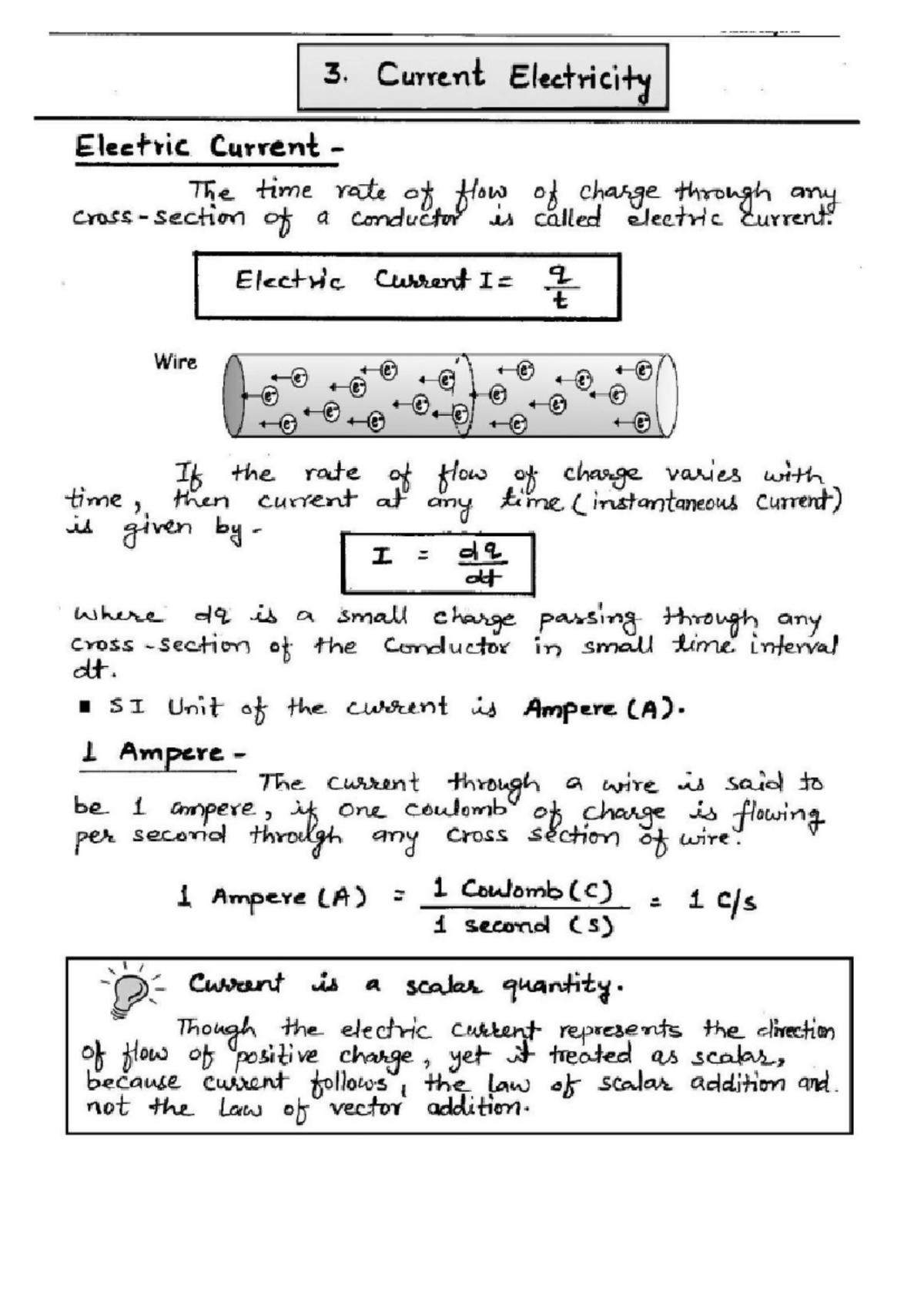 CH 3 Current Electricity - 3. Current Electricity Electric Current The ...