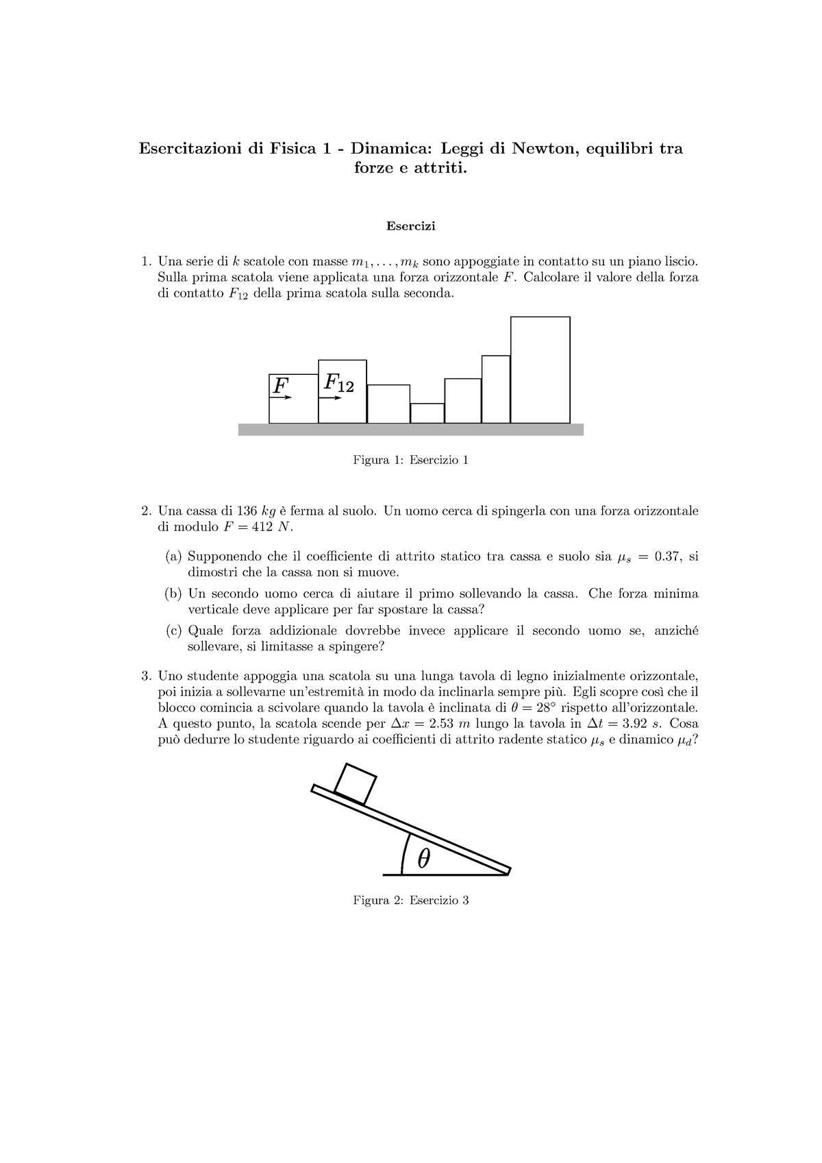 Fisica Esercizi Di Dinamica - Esercitazioni Di Fisica 1 - Dinamica ...