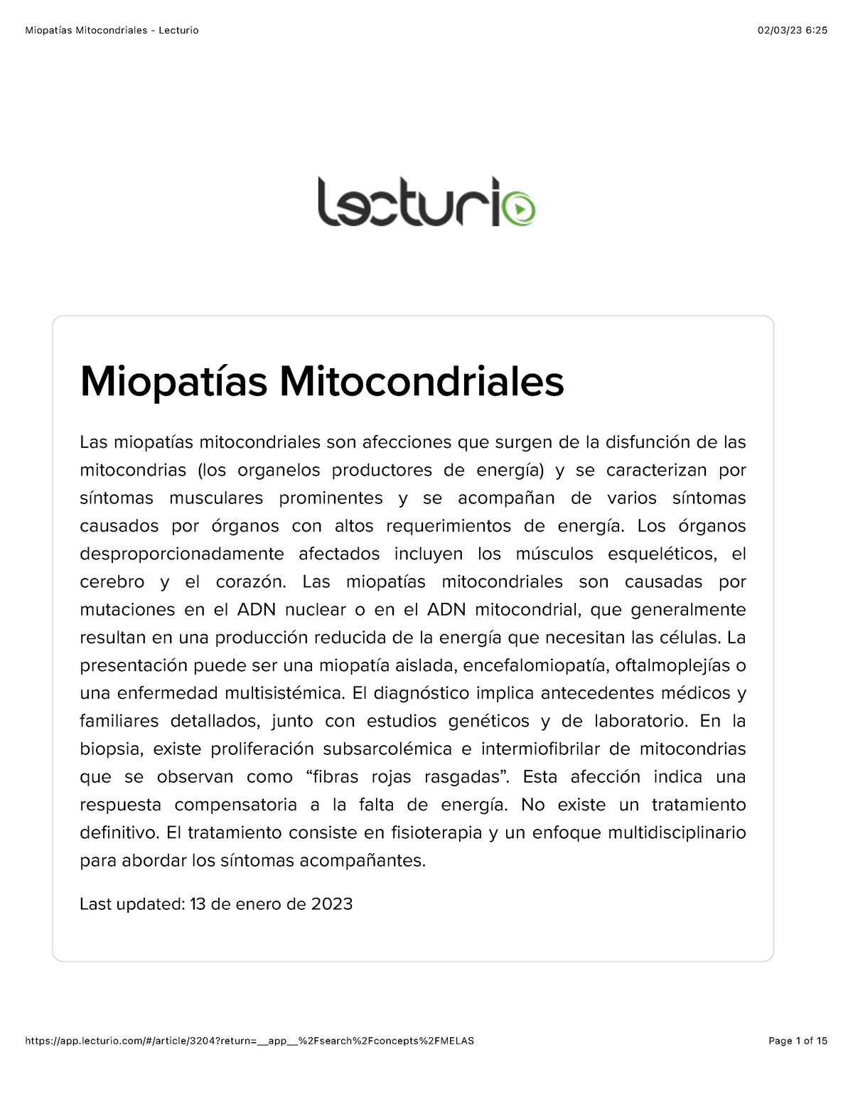 Miopatías Mitocondriales Lecturio Miopatías Mitocondriales Las