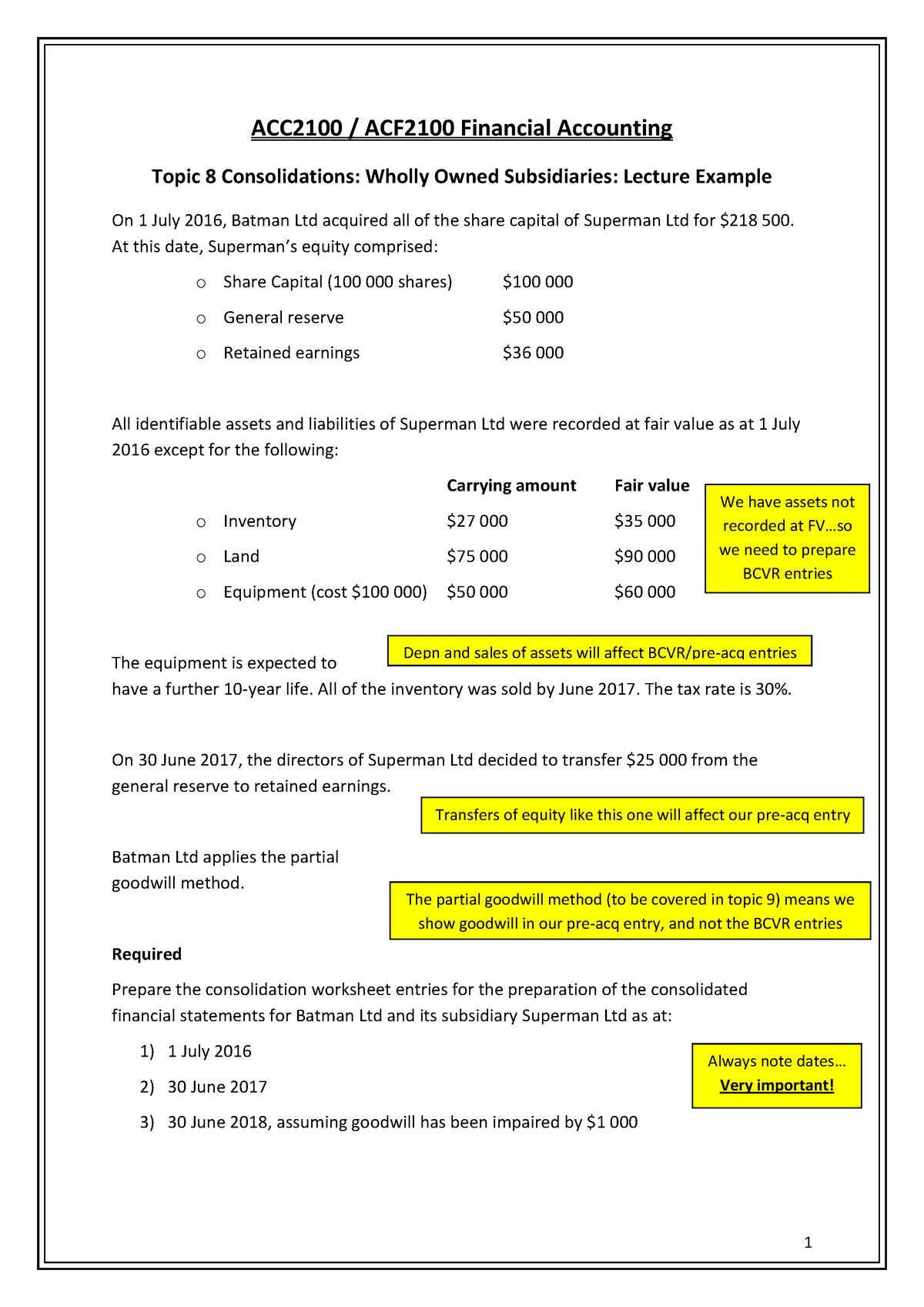 ACC-ACF2100 Lecture 8 Handout Solution - ACC2100 / ACF2100 Financial ...