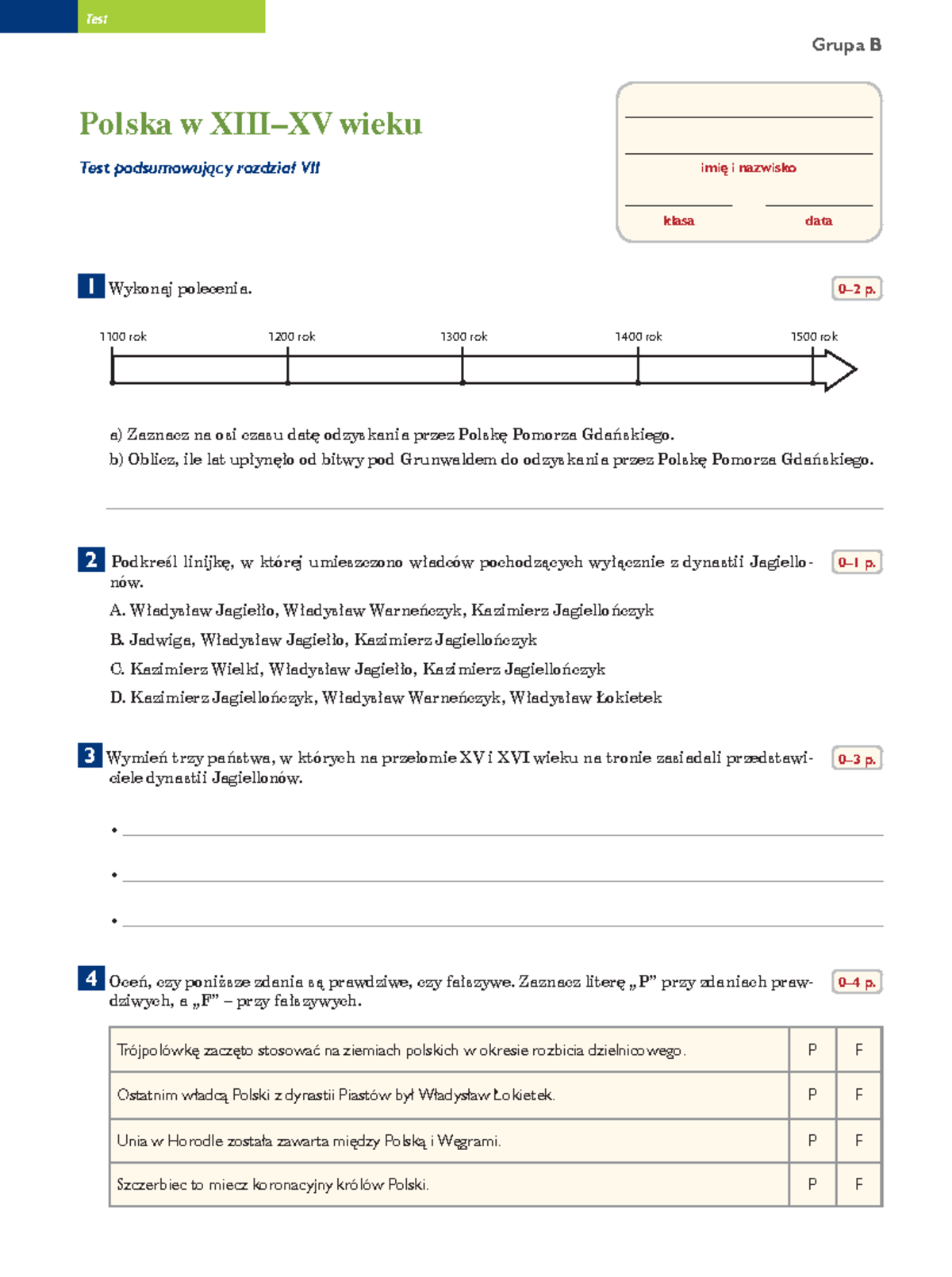 Europa I Polska W Xi-xiv Wieku Sprawdzian Nowa Era www.studocu.com