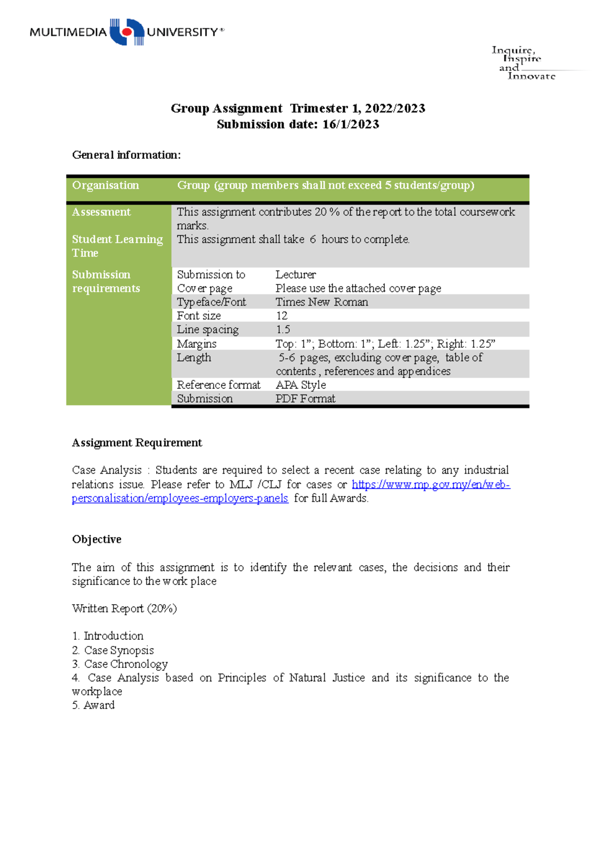 BIR3084 Group Assignment 2 Case Analysis - Multimedia University ...