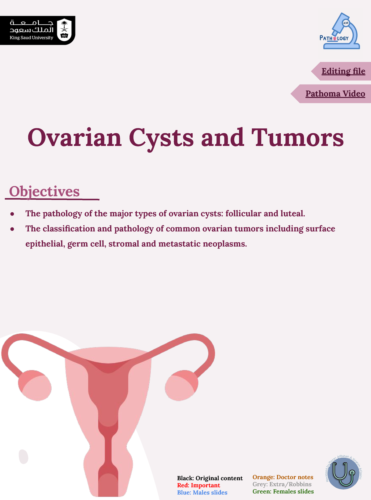 L2 Ovarian Cysts and Tumors - Black: Original content Red: Important ...