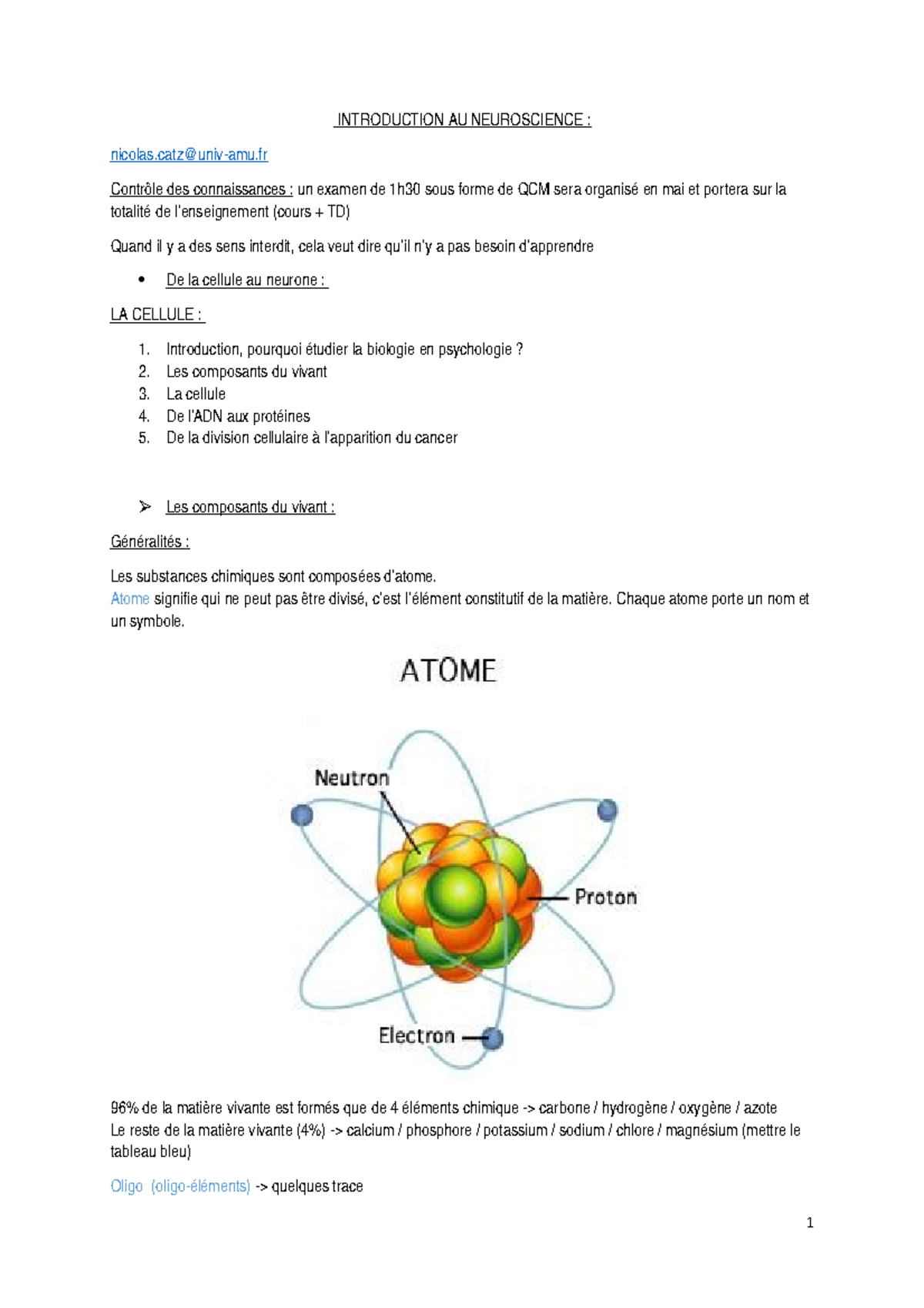 Cm1 2 3 4 Neuro Notes De Cours 1 2 3 4 Studocu