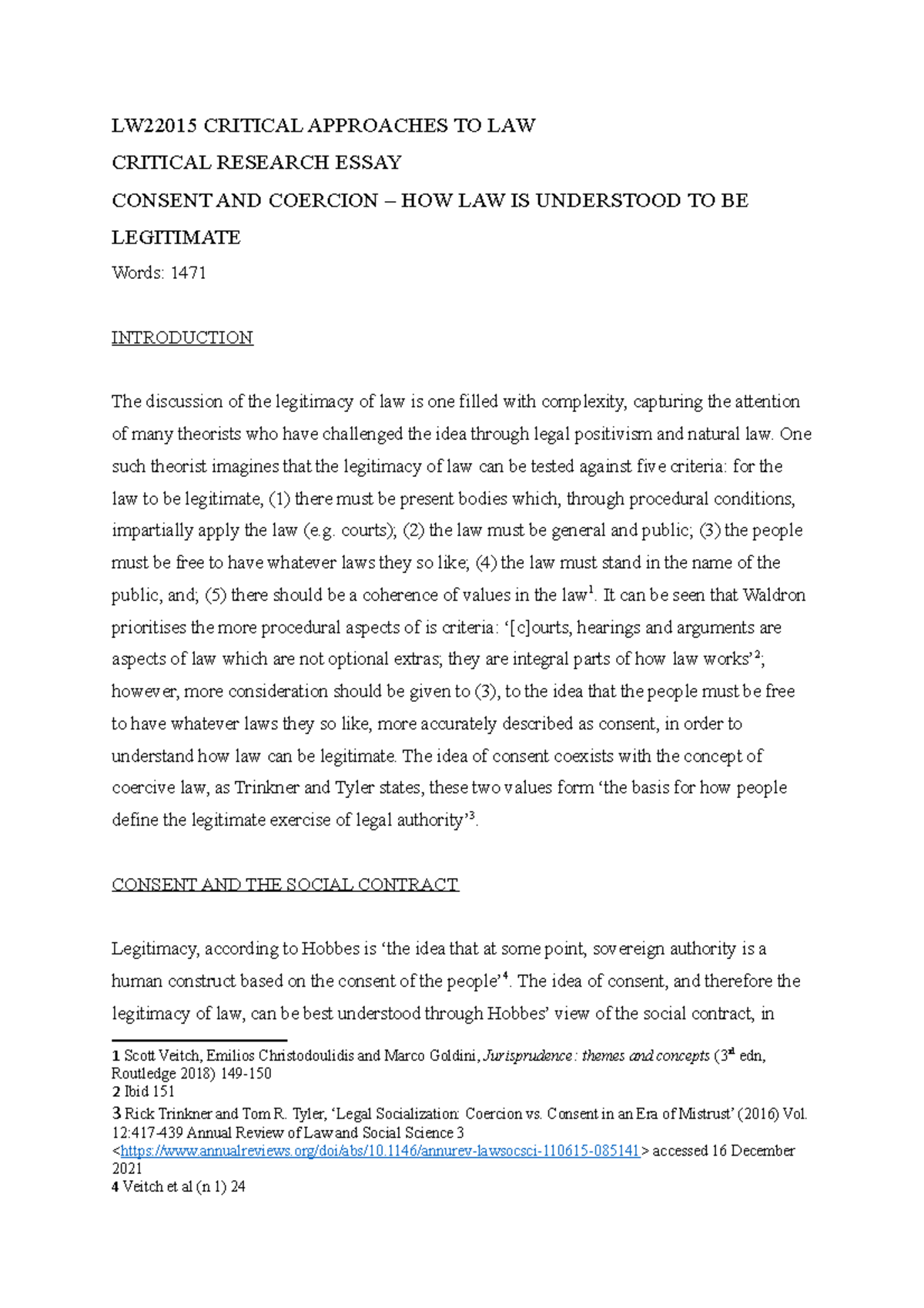 Consent and Coercion how law is understood to be legitimate LW22015