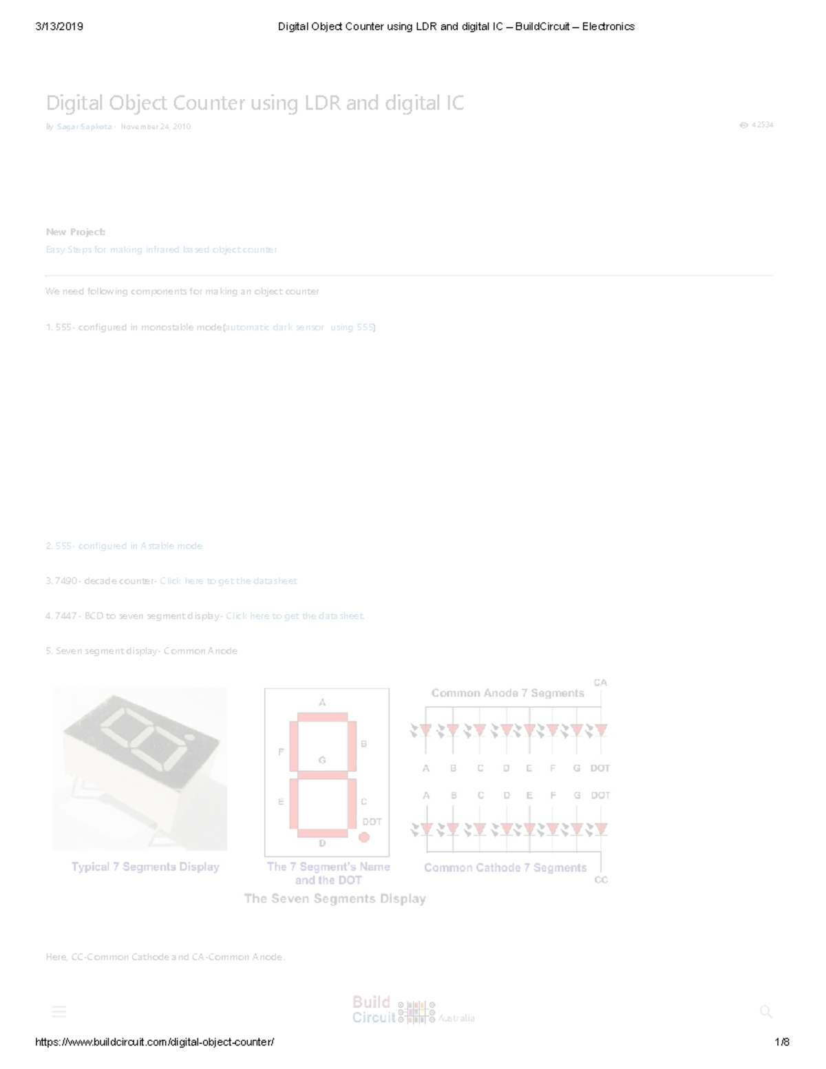 Digital Object Counter using LDR and digital IC – Build Circuit ...