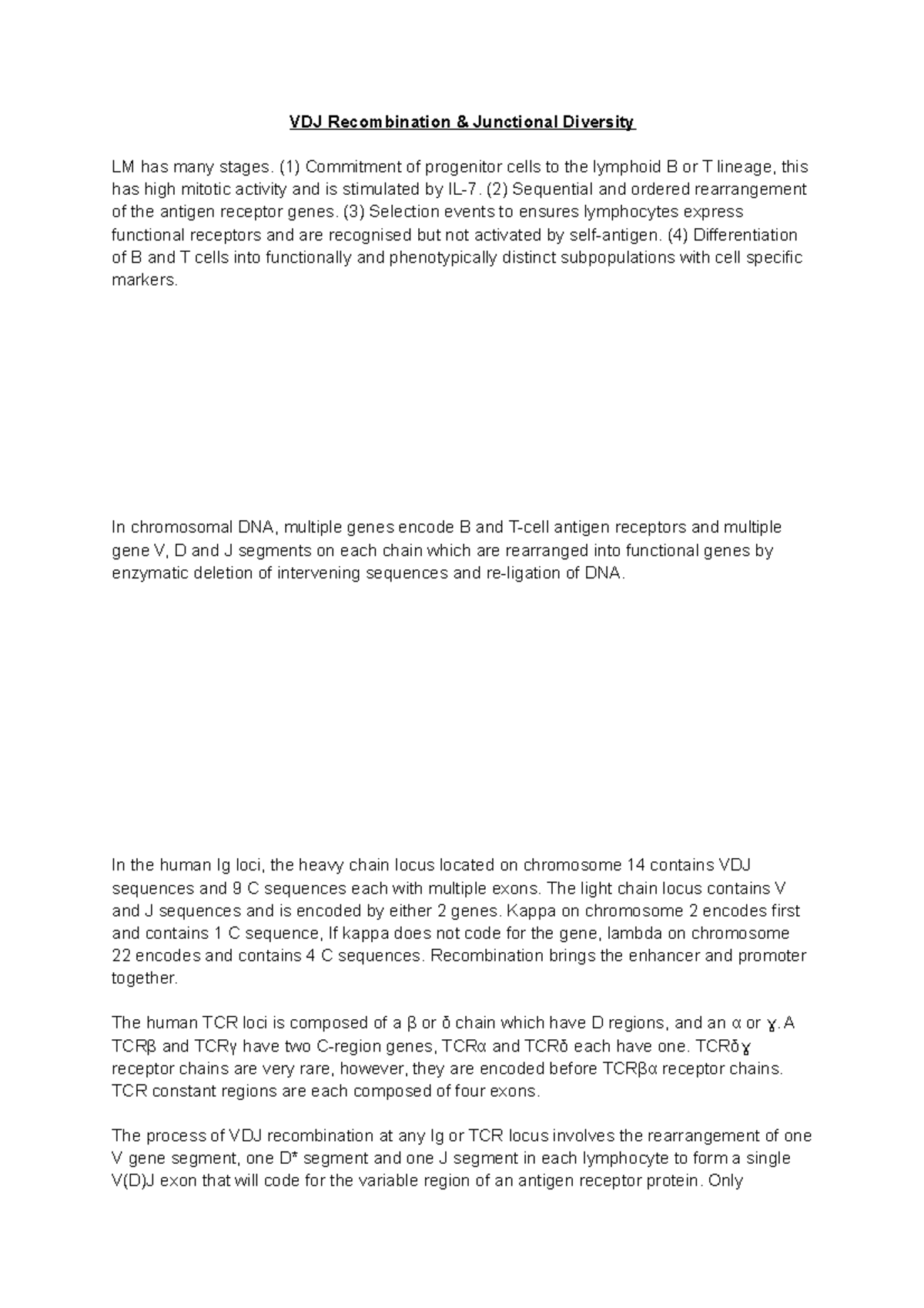 Vdj Recombination Junctional Diversity Studocu