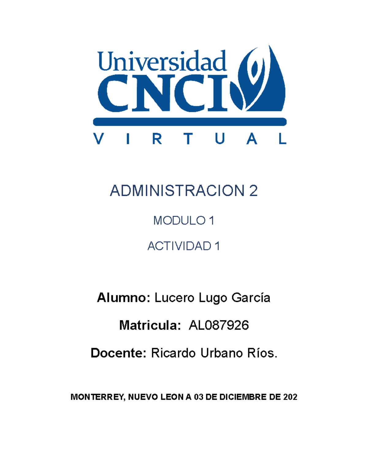 Administracion 2 Act 1 Administracion 2 Studocu