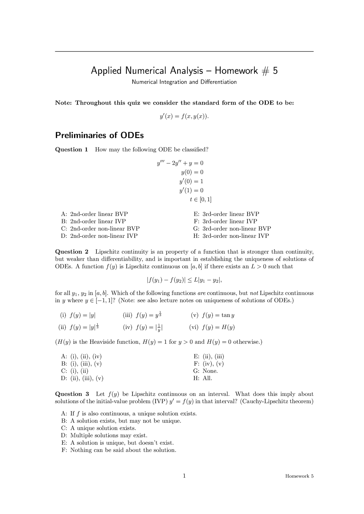 Homework For Module 5 Not Mandatory Rn Applied Numerical Analysis Homework Numerical Integration And Differentiation Note Throughout This Quiz We Consider The Studeersnel