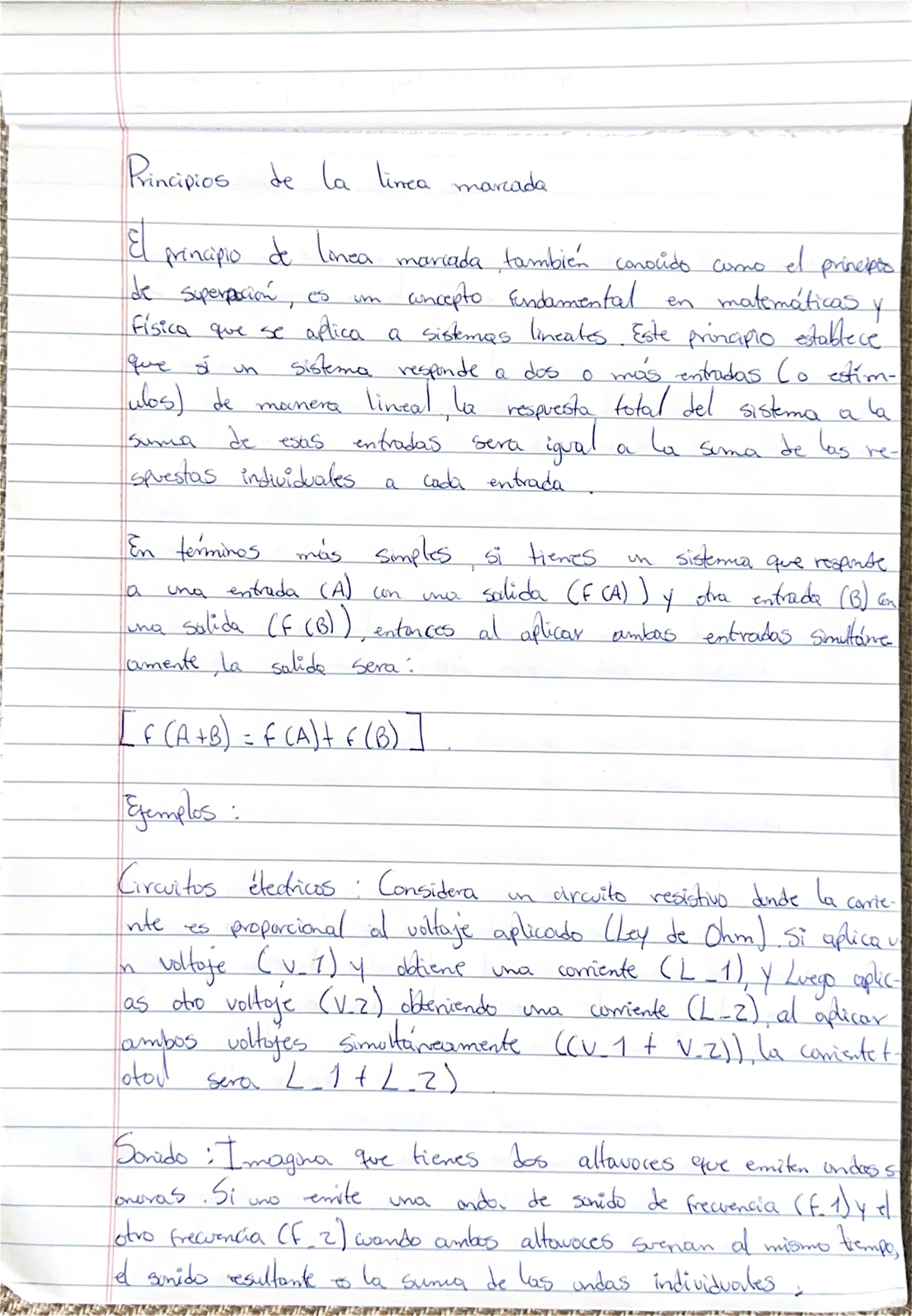 Principios de la línea marcada - ) obteniendo una corriente al oplicar ...