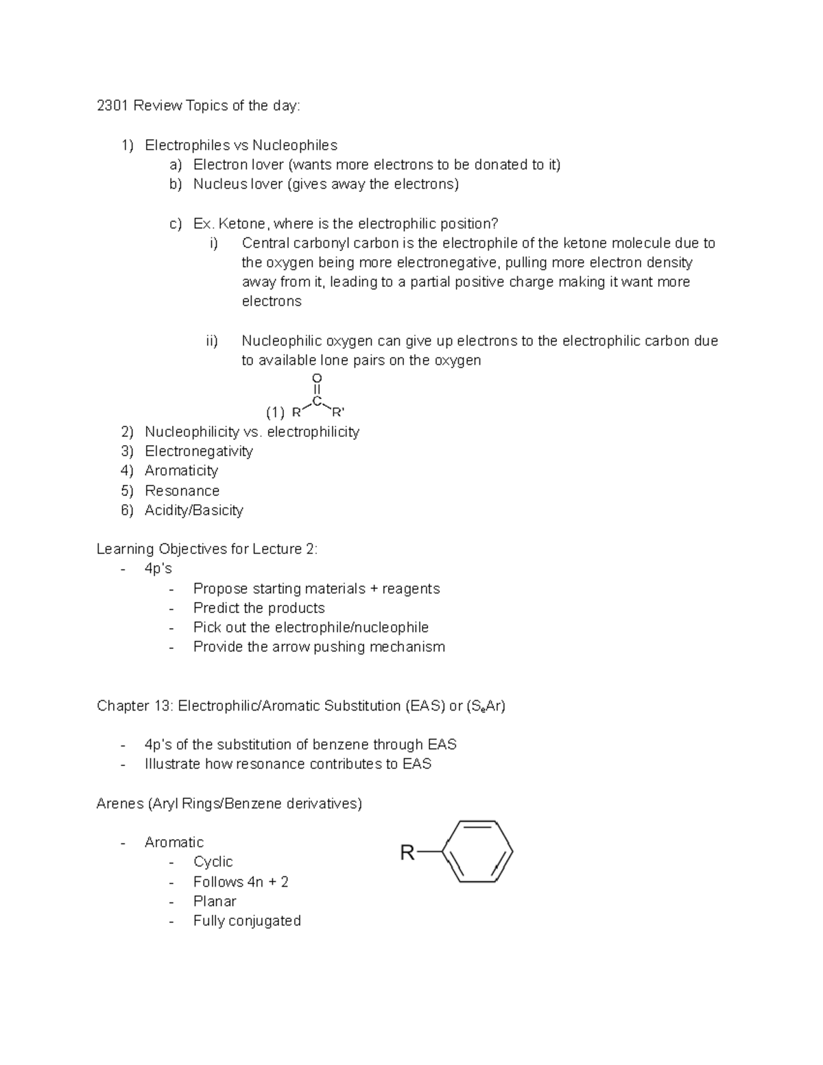 Ochem 2302 Lecture 2 Notes - 2301 Review Topics Of The Day ...