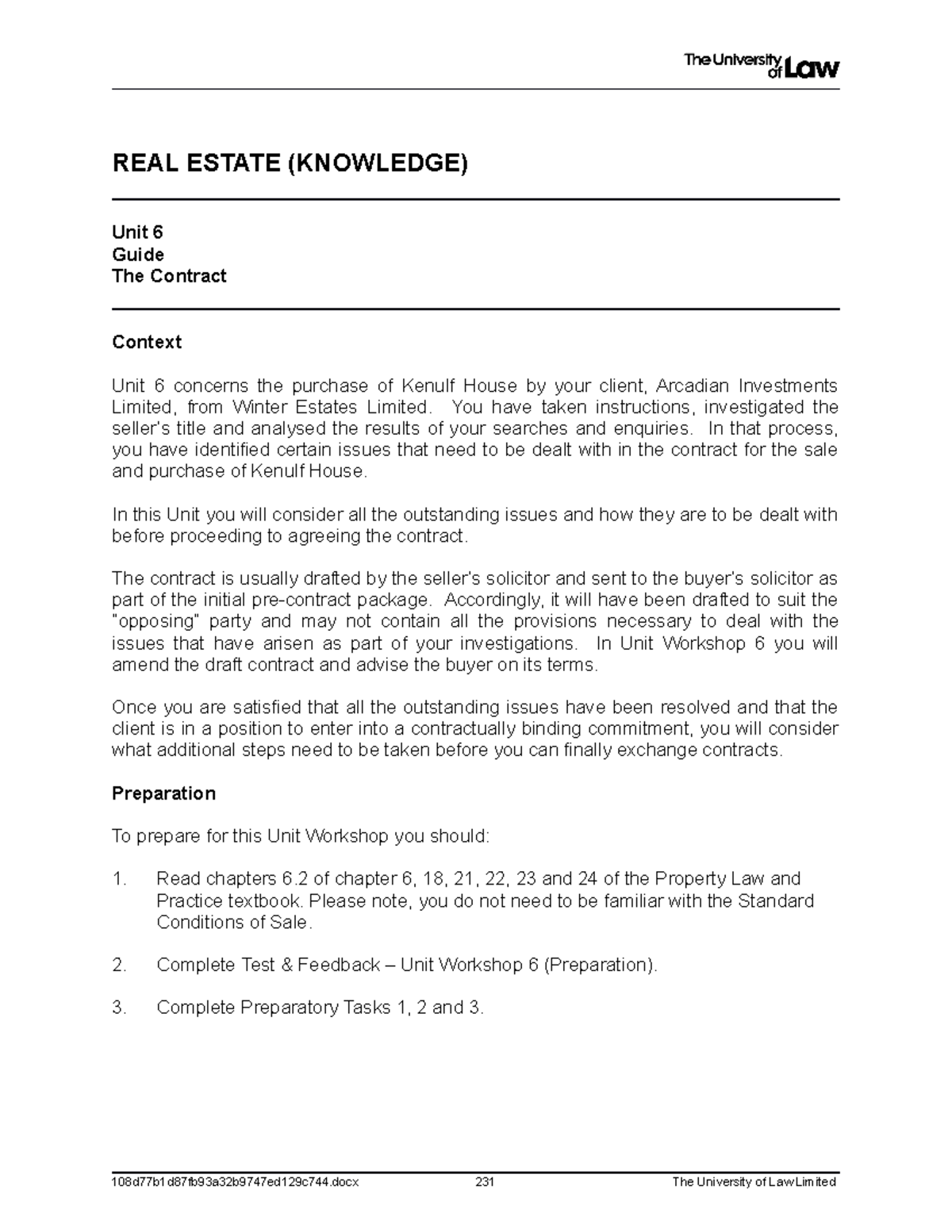 RE WS 6 Ready 6 Notes REAL ESTATE (KNOWLEDGE) Unit 6 Guide