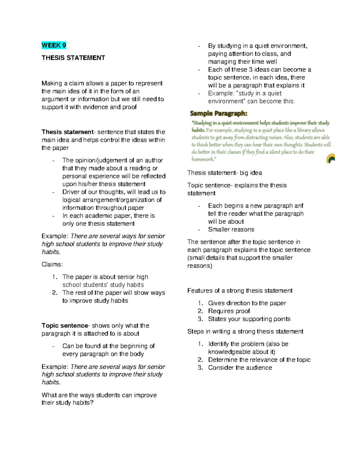 EAPP 2ND QTR - EAPP research reviewer grade 11 - WEEK 9 THESIS ...