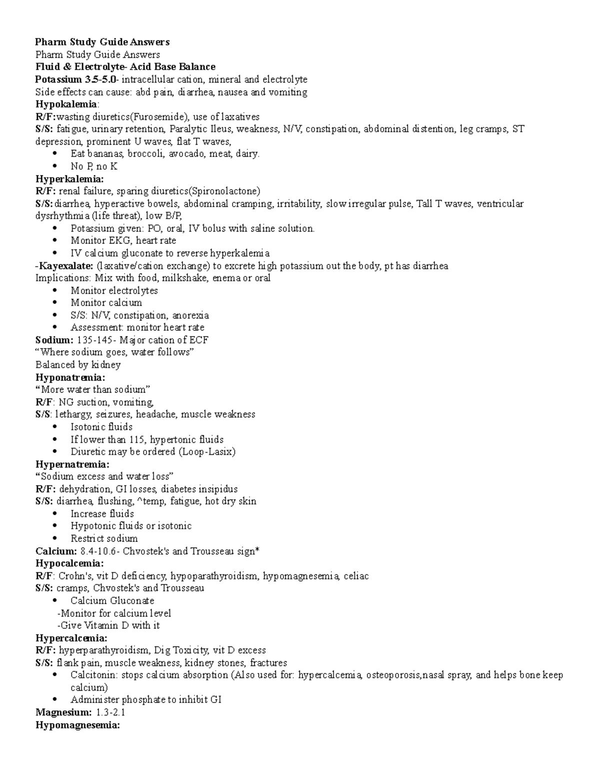 Pharmacology review - Pharmacy - Pharm Study Guide Answers Pharm Study ...