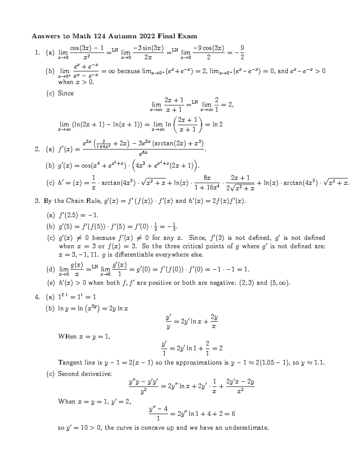 MATH EXAM Solutions - Soluciones De Examen De Matemáticas. - Answers To ...