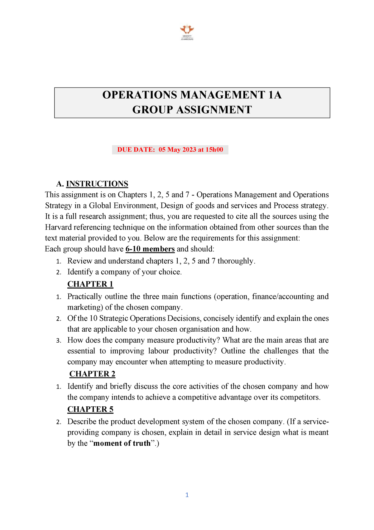 assignment operations management