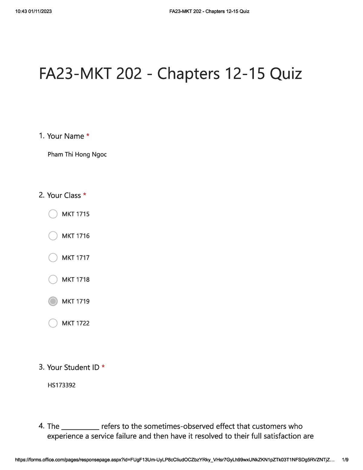 MKT202 Quiz4 - Fighting - Service Marketing Management - Studocu