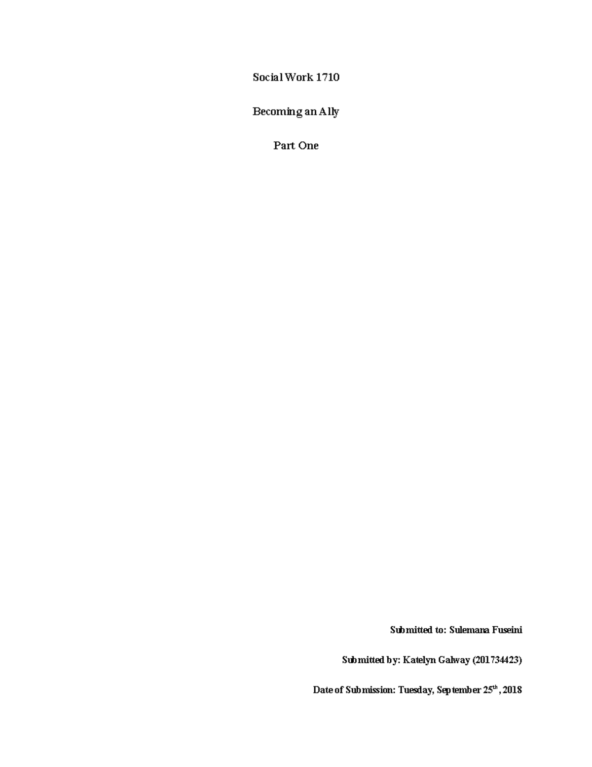 Becoming an Ally Part 1 - Social Work 1710 Becoming an Ally Part One ...