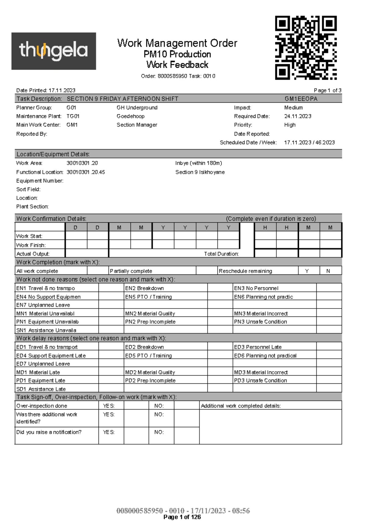 4 008000585950-0010 - WOrk Order format - Date Printed: 17.11 Page 1 of ...