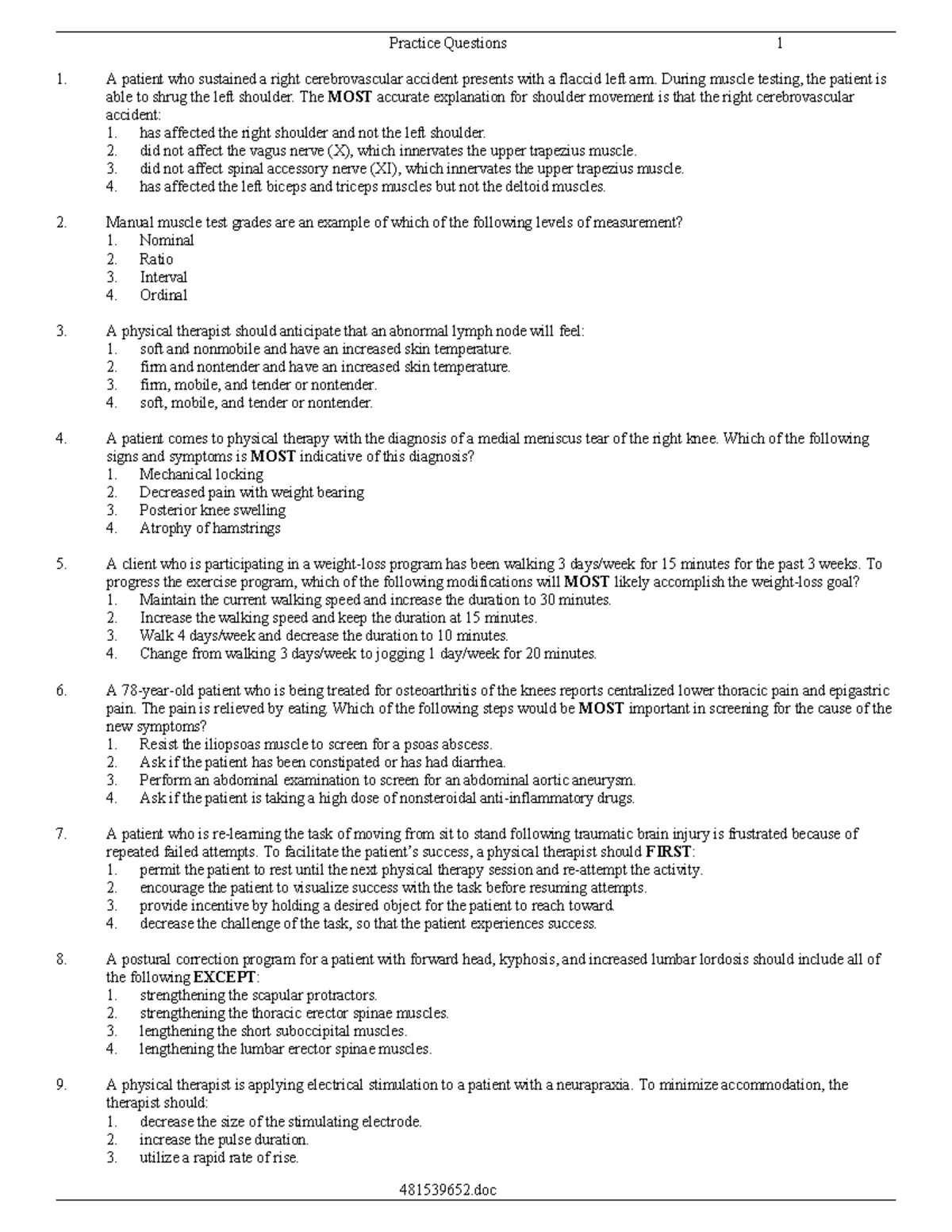 peat 5 prep exam npte preparation - A patient who sustained a right ...