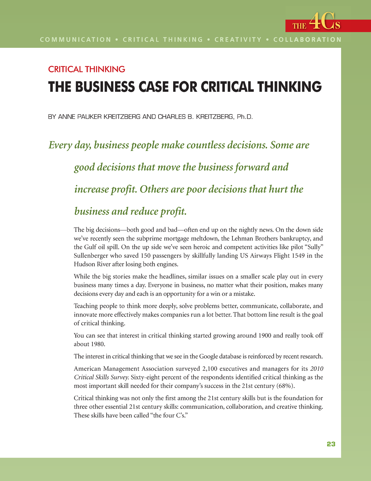 critical thinking business case studies