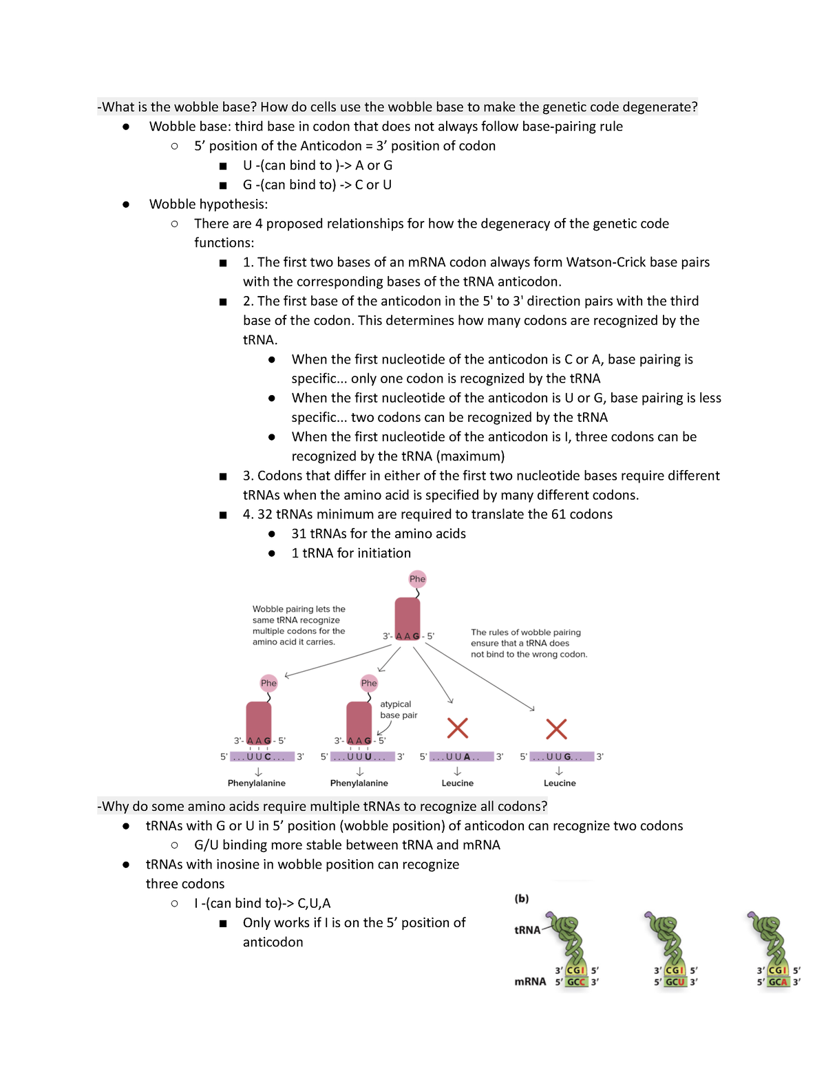 wobble hypothesis short notes