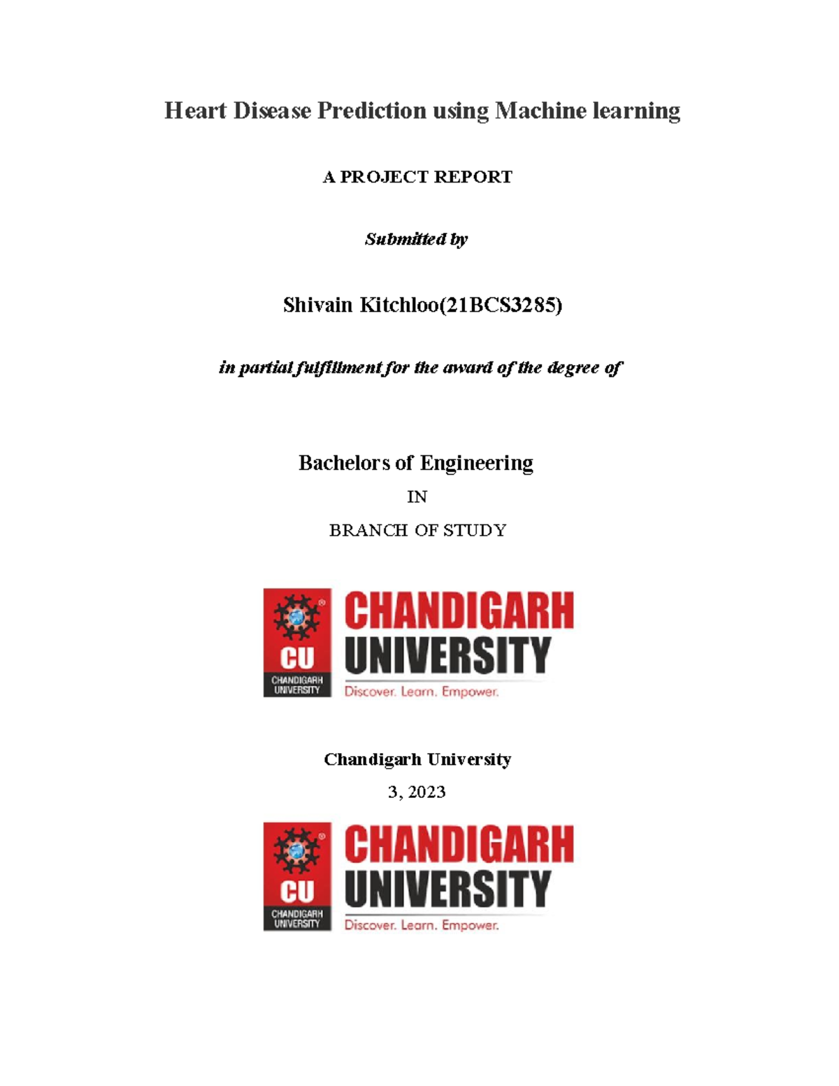 Report HDP - ITs just a project work about Heart diesease prediction ...