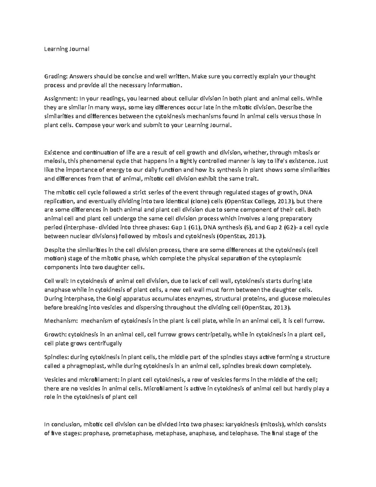 LJ WEEK FOUR - learning journal - Learning Journal Grading: Answers ...