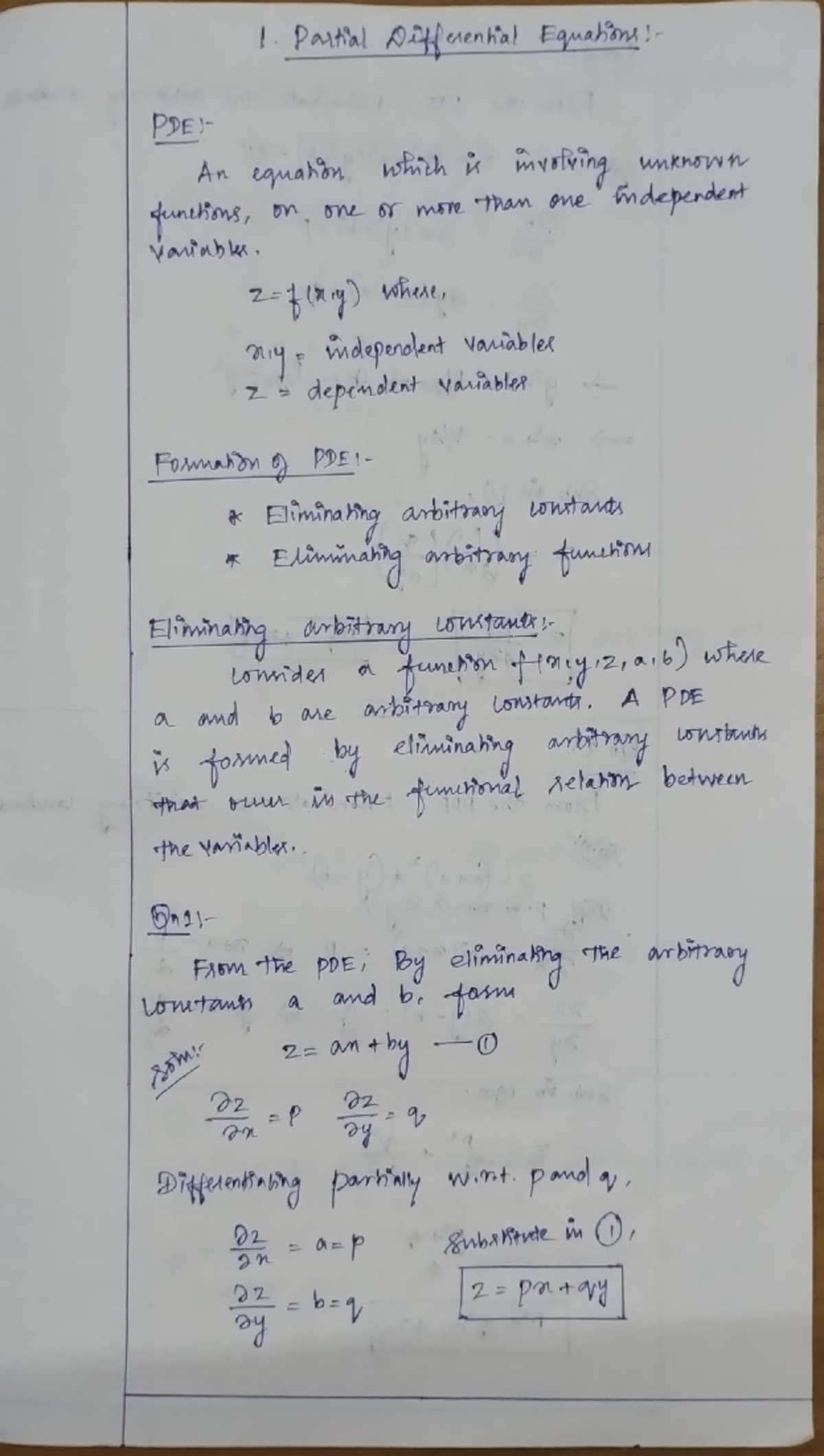Maths Unit-1 - 1. Partial Differential An equation which is involving ...