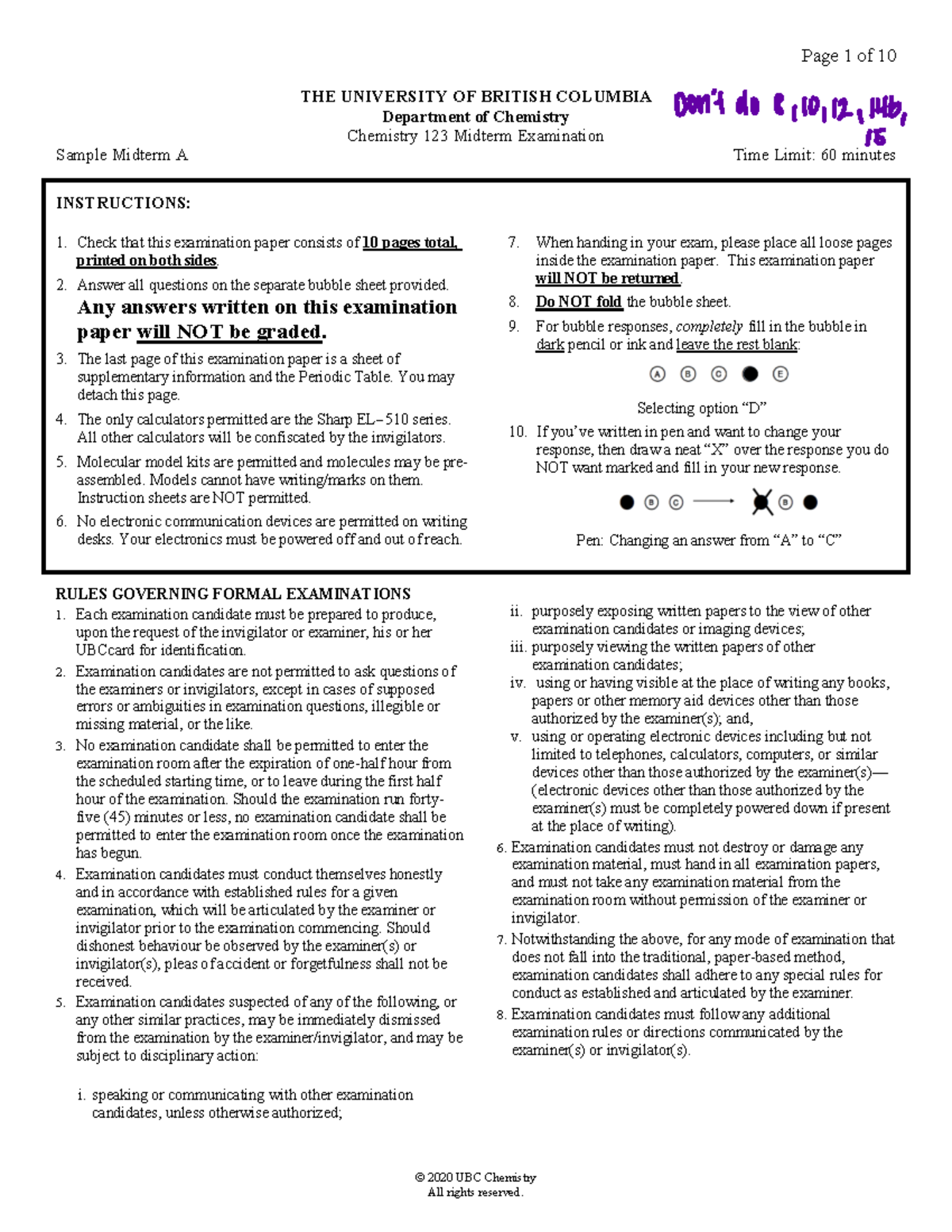 Sample MT1 A Blank copy - assignment - © 2020 UBC Chemistry THE ...