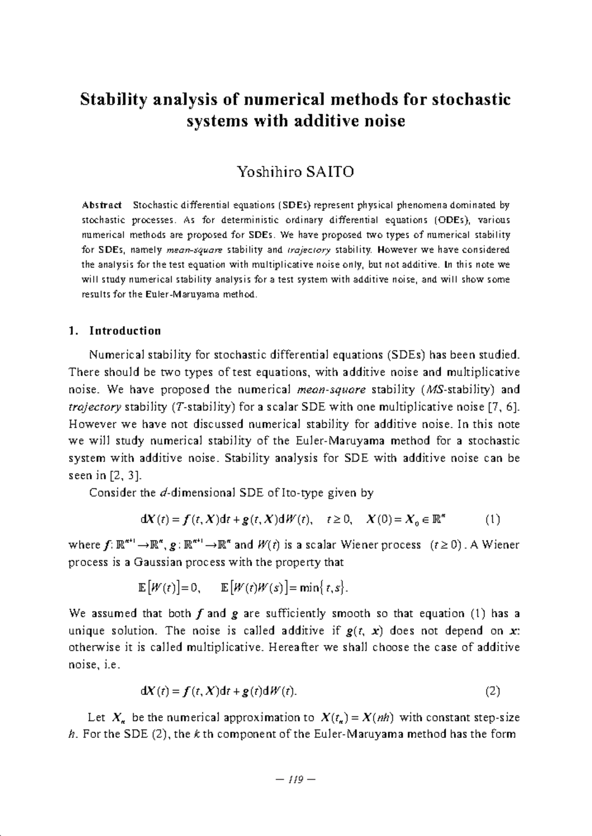 Saito (2008 ) - Practice Material - Stability analysis of numerical ...