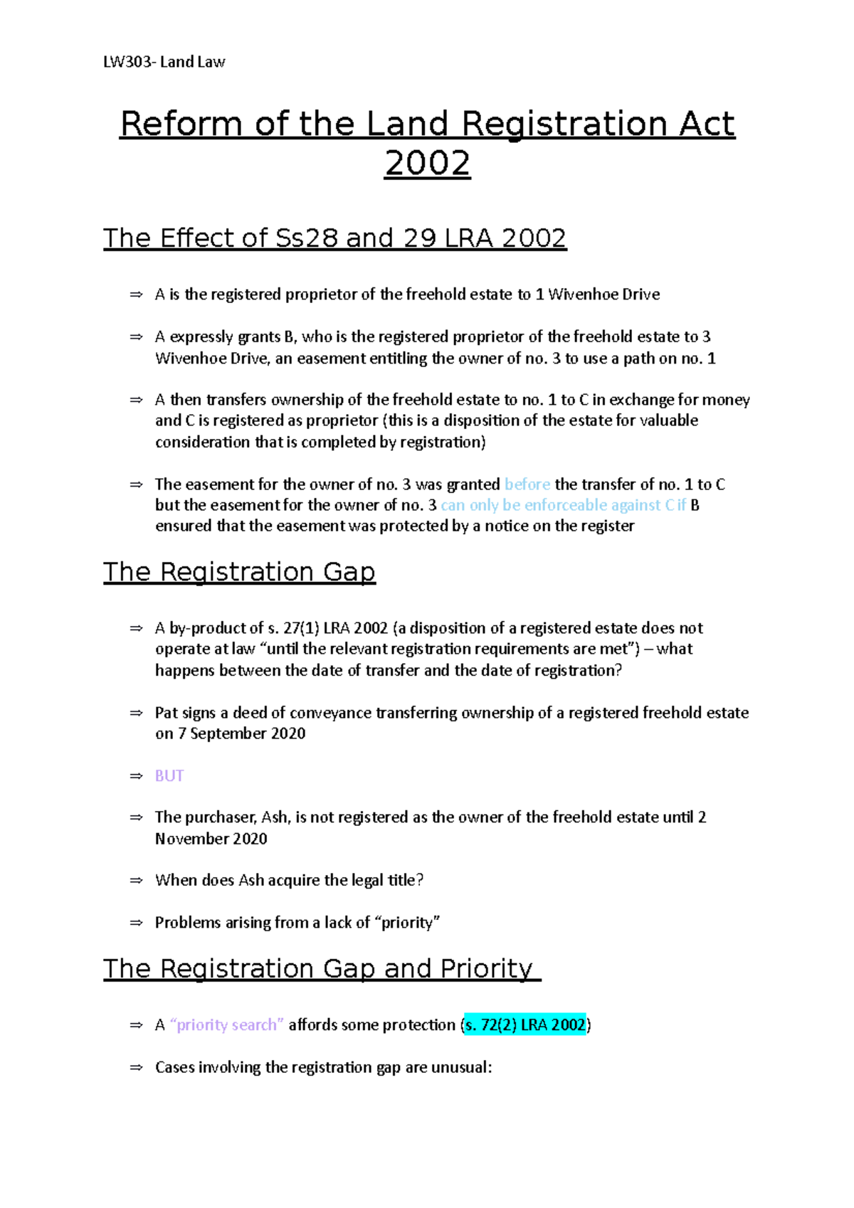 Reform of the Land Registration Act 2002 3 to use a path on no. 1 A