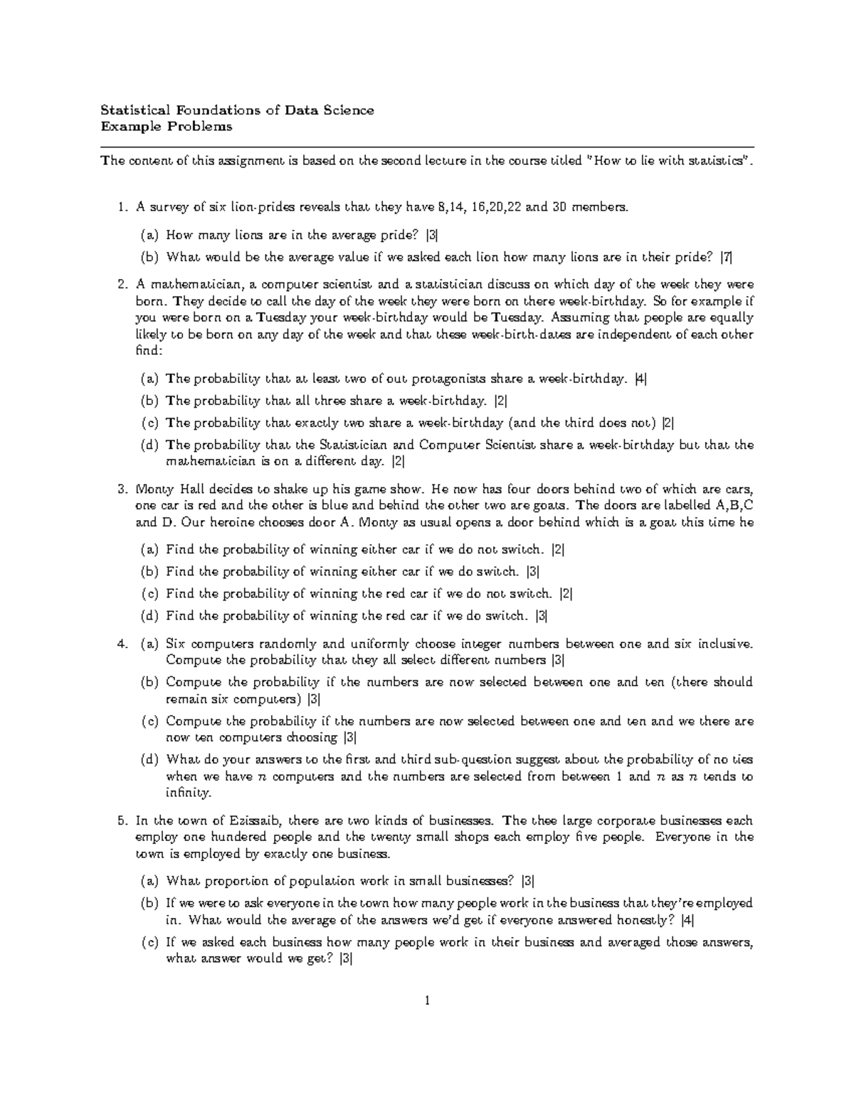 Past Homework - Statistical Foundations of Data Science Example ...
