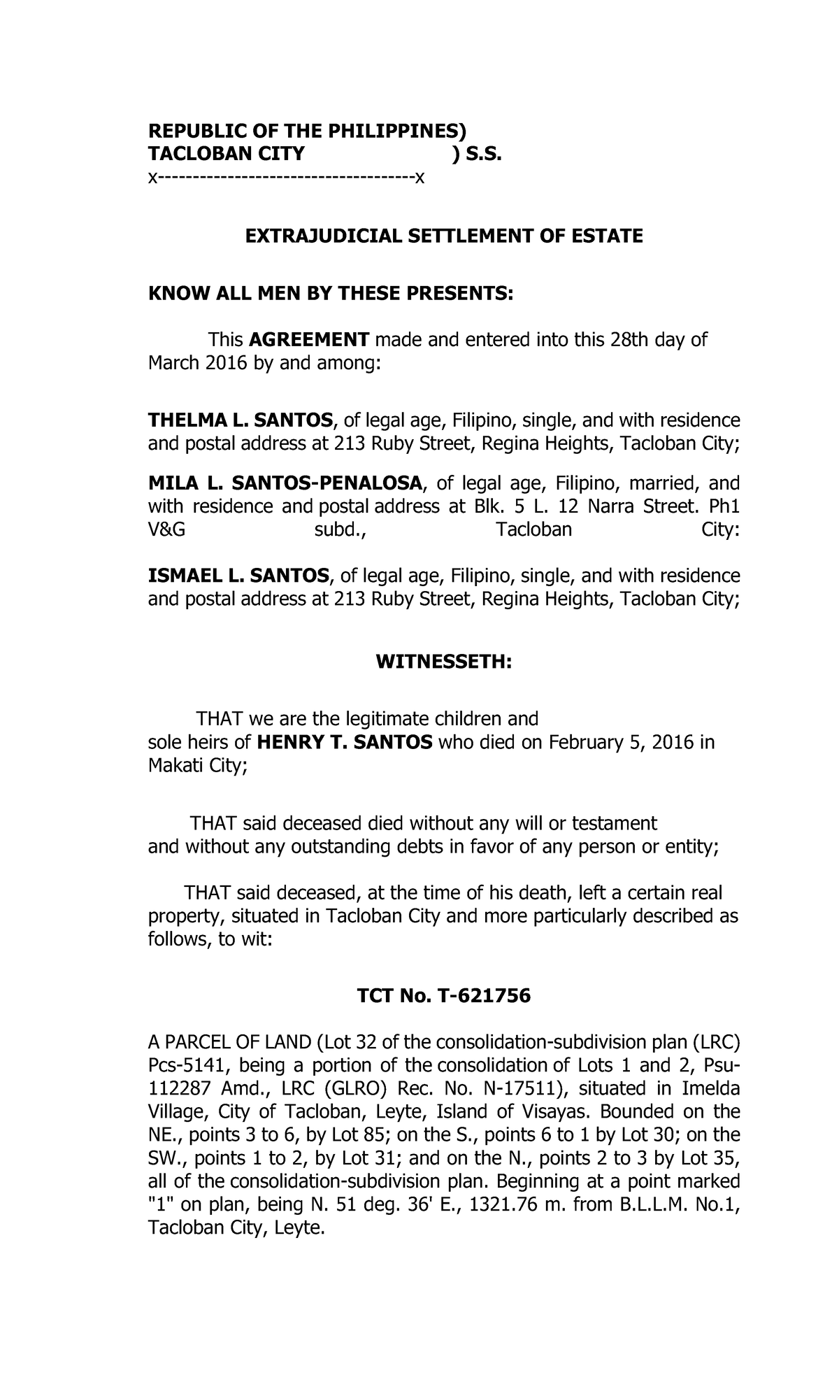 Extra-Judicial-Settlement-of-Estate-1 - REPUBLIC OF THE PHILIPPINES ...